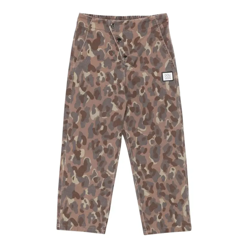 Dou Dou Pantalone Stampa Fantasia con Elastico In Vita Marrone per Bambina
