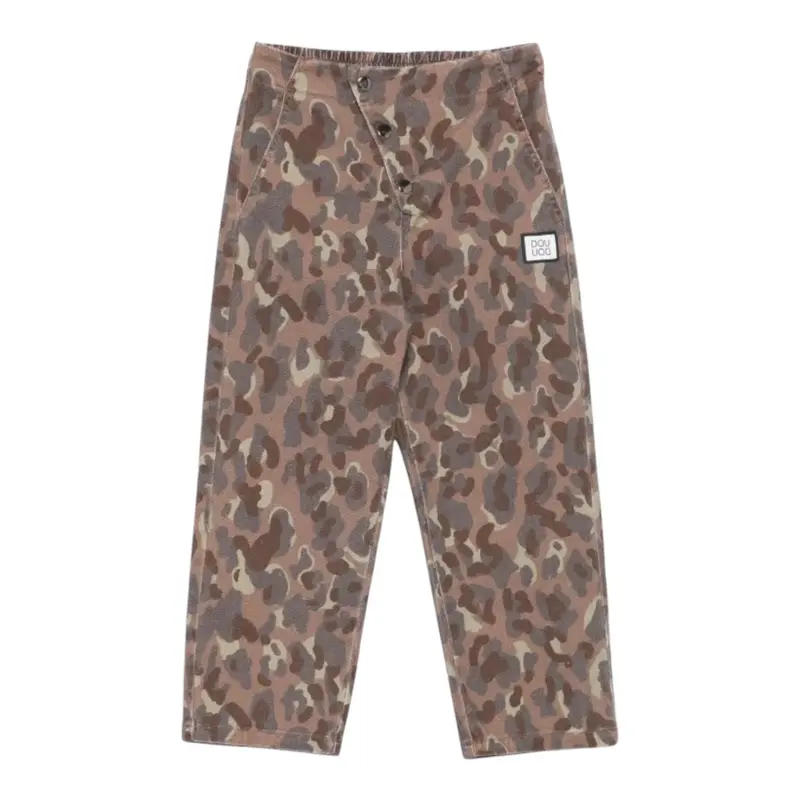 Dou Dou Pantalone Stampa Fantasia con Elastico In Vita Marrone per Bambina