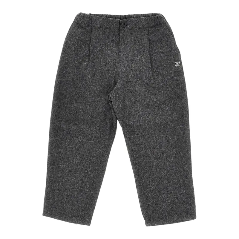 Dou Dou Pantalone tinta unita con Elastico In Vita Grigio per Bambina