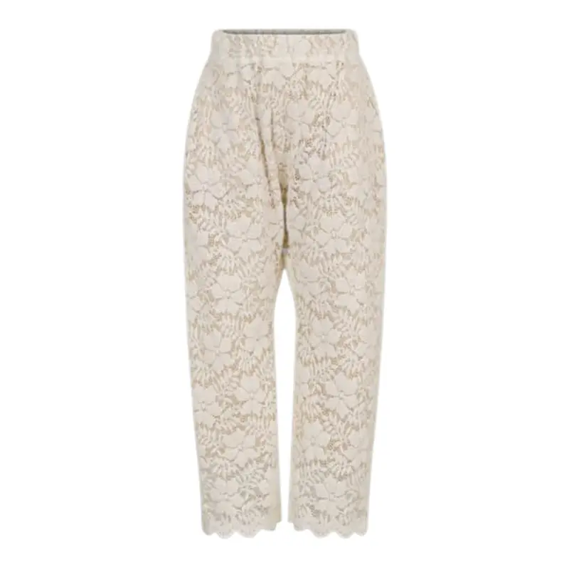 Dou Dou Pantalone tinta unita con Elastico In Vita Panna per Bambina