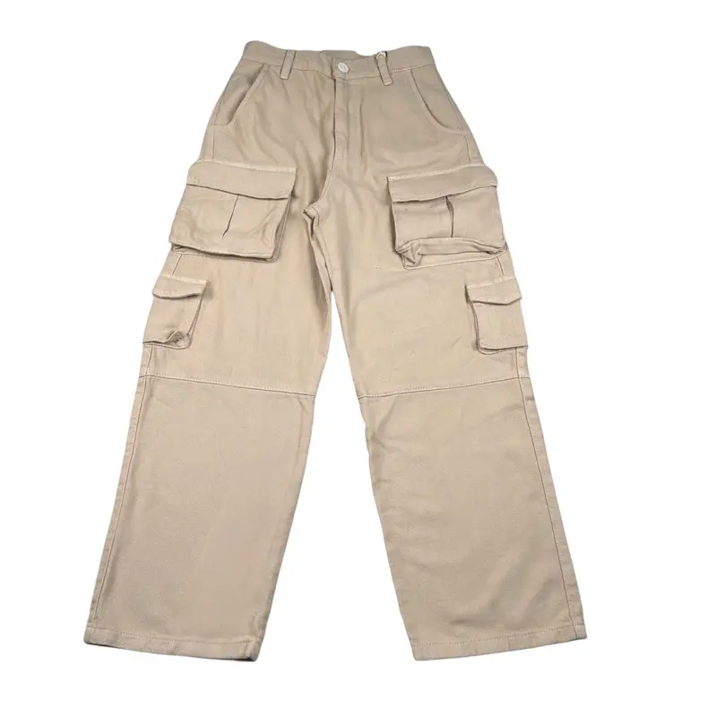 Dou Dou Pantalone tinta unita Modello Cargo Beige per Bambina