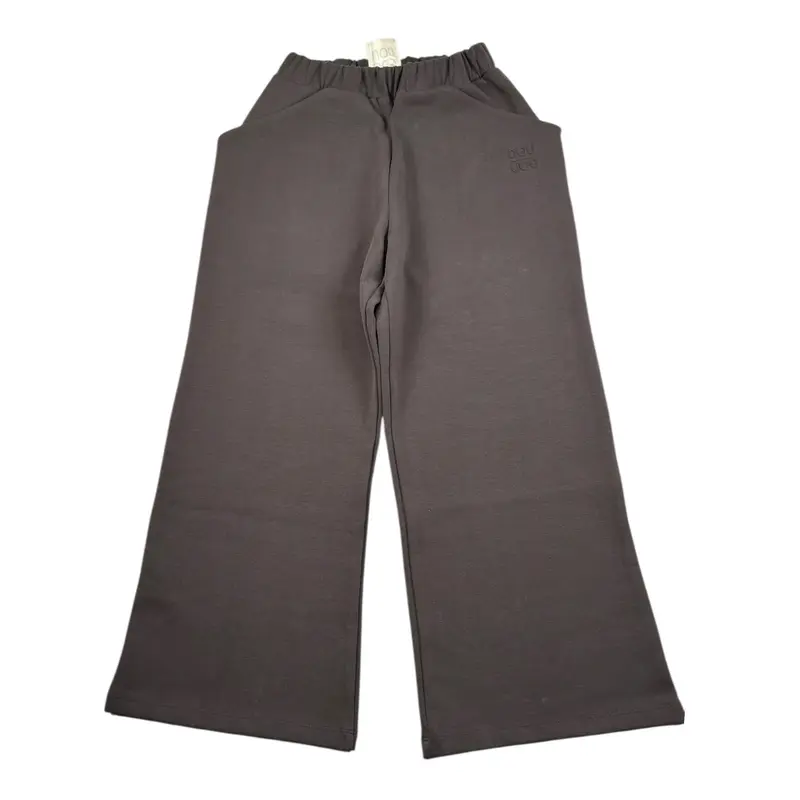 Dou Dou Pantalone Tuta tinta unita con Logo Marrone per Bambina