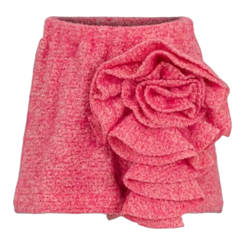 Dou Dou Short tinta unita con Fiori Rosa per Bambina