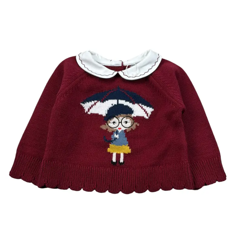 Dr.Kid Maglia Girocollo tinta unita Rosso per Neonata
