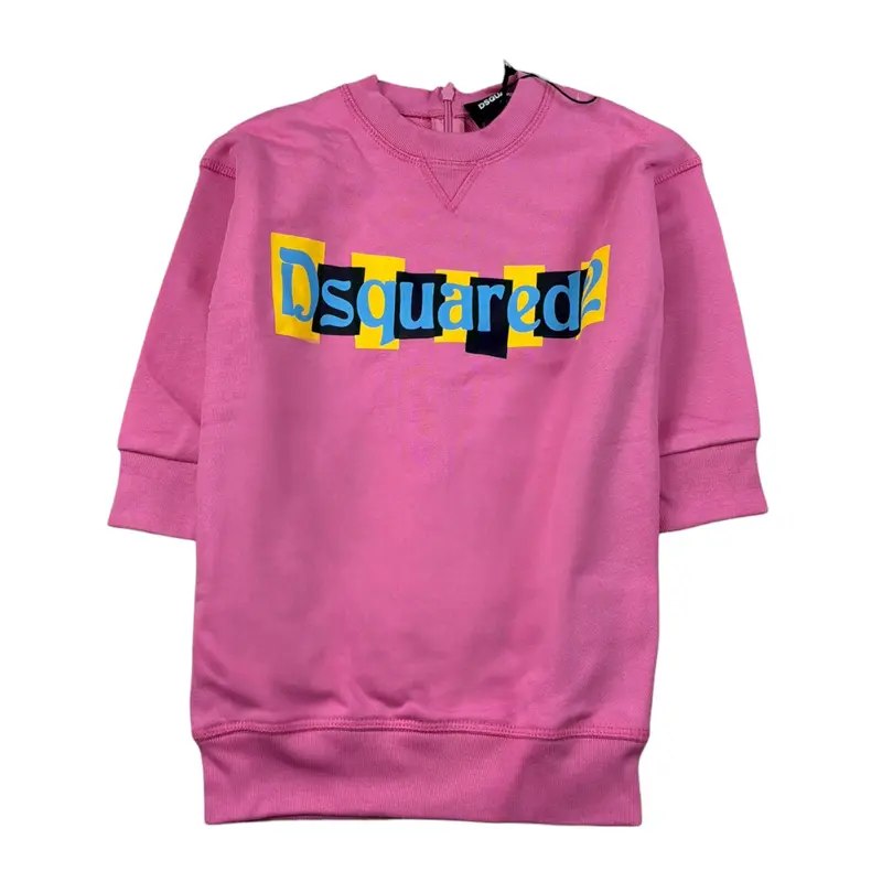 Dsquared2 Abito tinta unita Modello Felpa con Stampa Rosa per Bambina