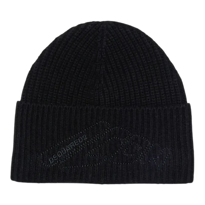 Dsquared2 Cappello tinta unita con Logo Nero per Bambino