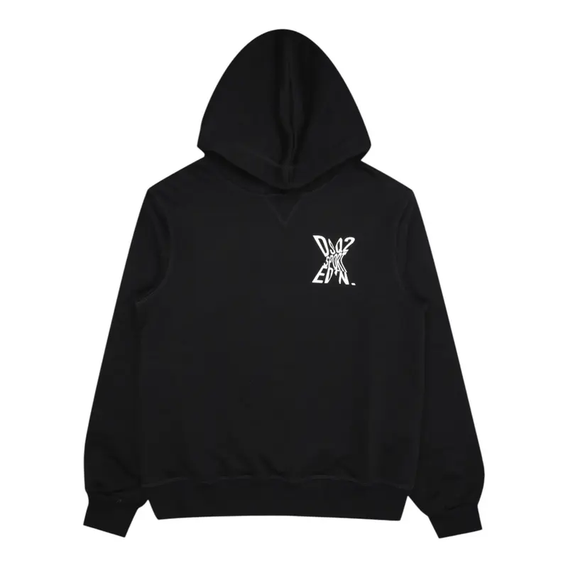 Dsquared2 Felpa Chiusa con Cappuccio tinta unita con Logo Nero per Bambino