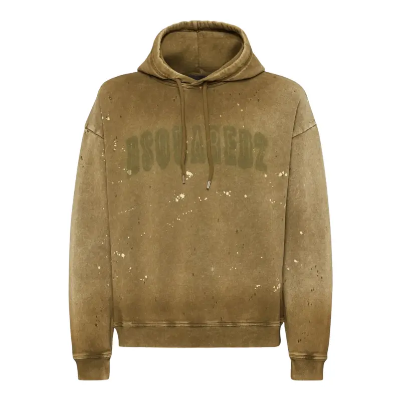 Dsquared2 Felpa tinta unita con Cappuccio E Stampa Verde per Bambina