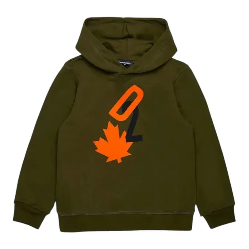 Dsquared2 Felpa tinta unita con Logo Verde per Bambino