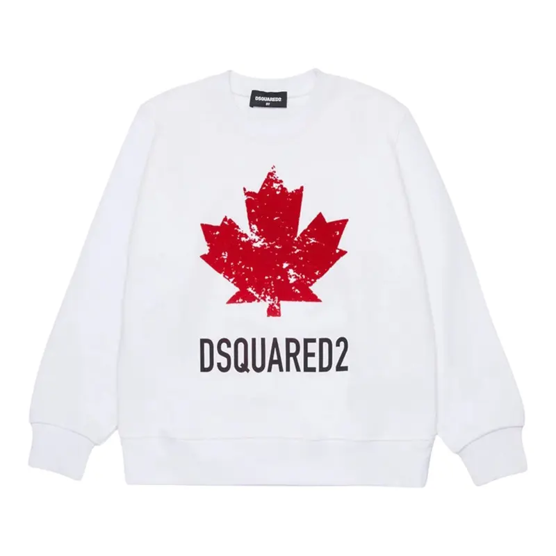 Dsquared2 Felpa tinta unita Girocollo con Stampa Bianco per Bambino