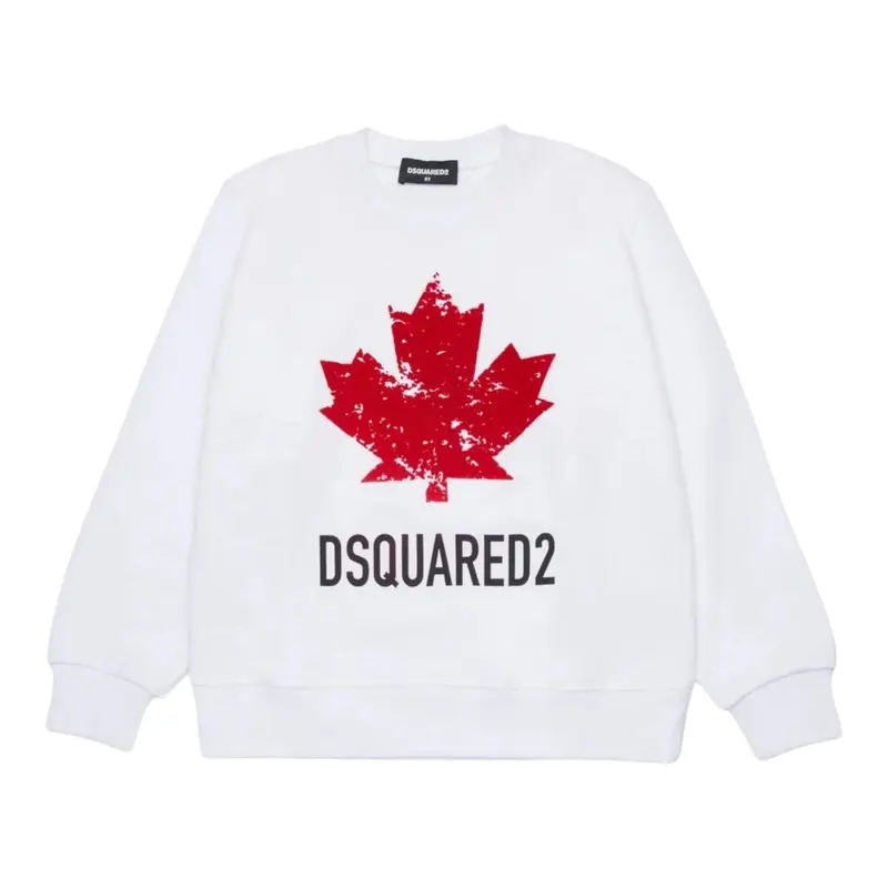 Dsquared2 Felpa tinta unita Girocollo con Stampa Bianco per Bambino