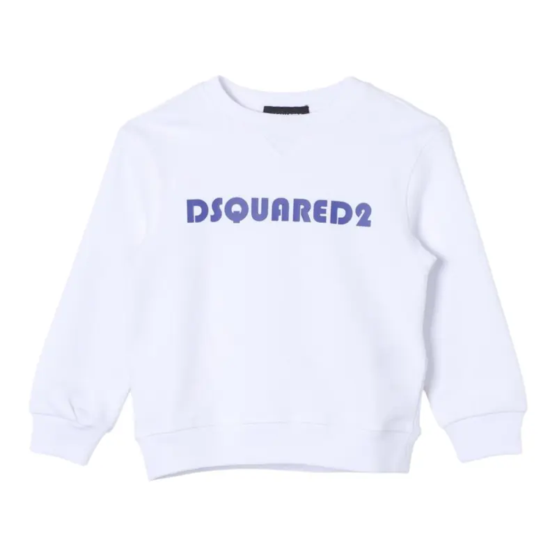 Dsquared2 Felpa tinta unita Girocollo con Stampa Bianco per Bambino