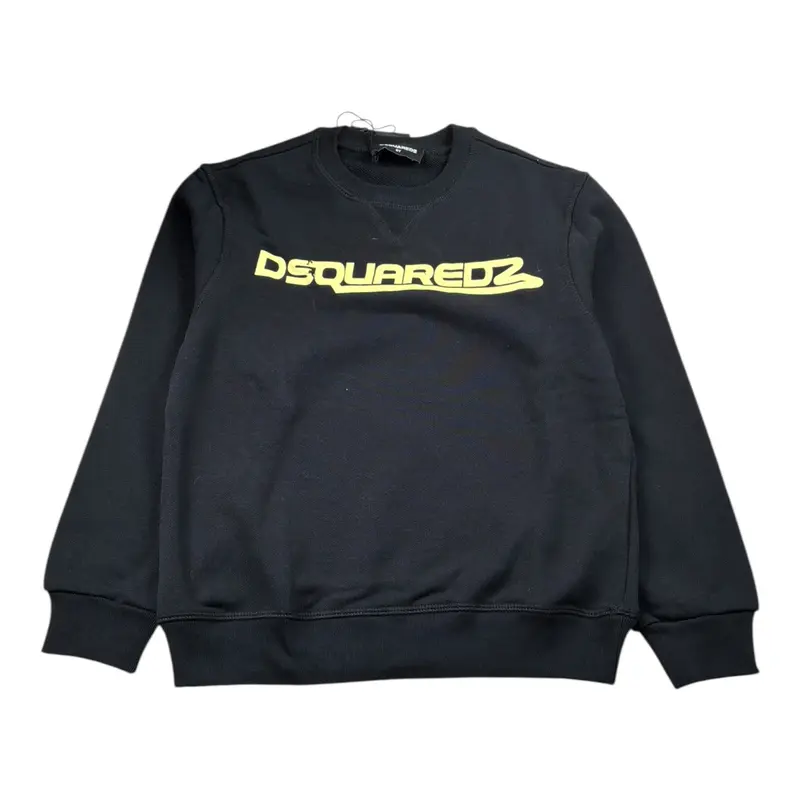 Dsquared2 Felpa tinta unita Girocollo con Stampa Nero per Bambino