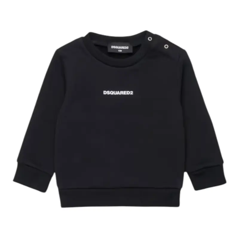 Dsquared2 Felpa tinta unita Girocollo con Stampa Nero per Neonato