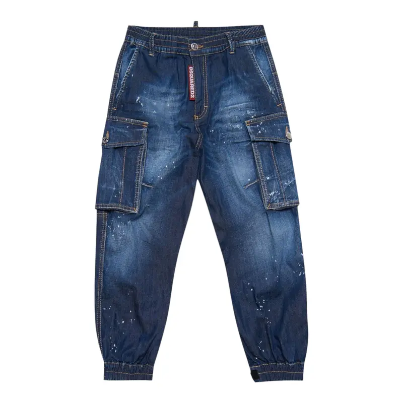 Dsquared2 Jeans tinta unita con Elastico In Vita Blu per Bambino