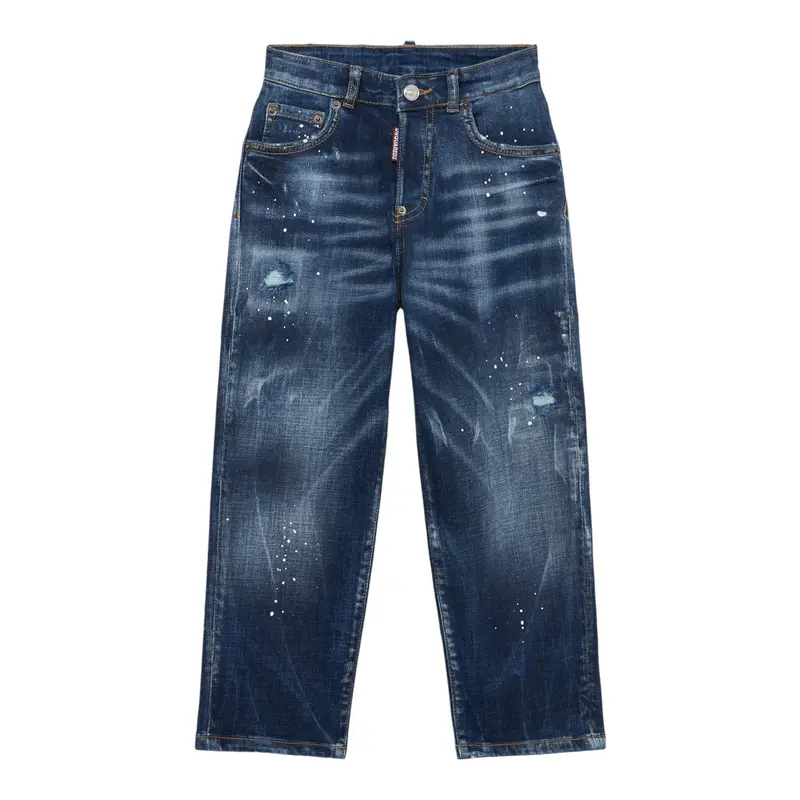 Dsquared2 Jeans tinta unita con Fantasia Blu per Bambino