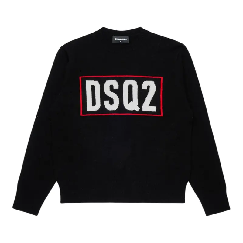 Dsquared2 Maglia Girocollo tinta unita Cn Stampa Nero per Bambino