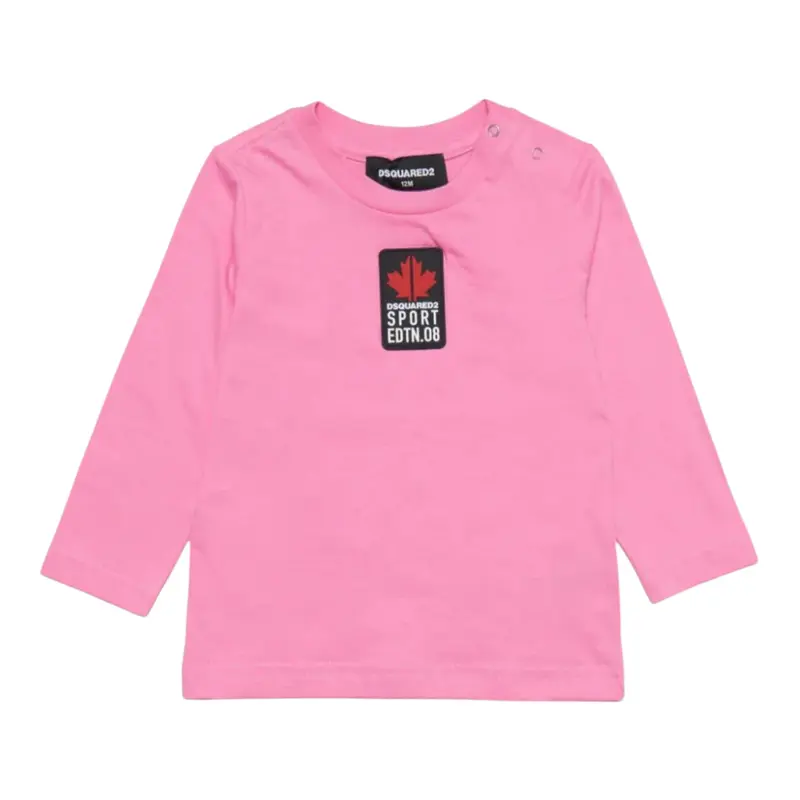 Dsquared2 Shirt tinta unita con Logo Rosa per Neonata