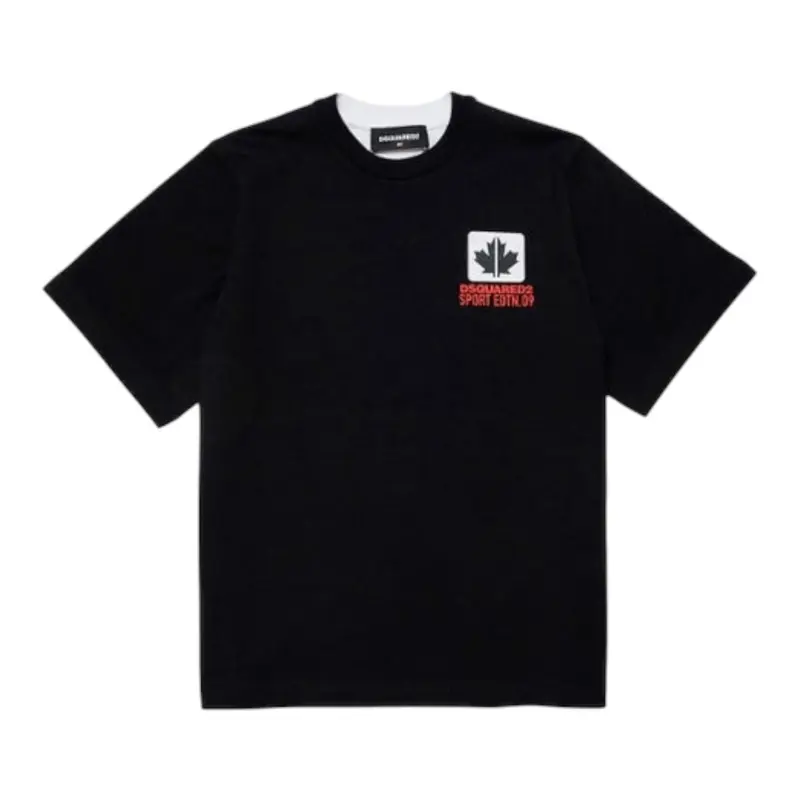 Dsquared2 T-Shirt Bicolore con Stampa Bianco/Nero per Bambino