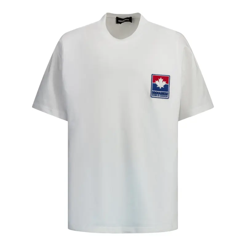 Dsquared2 T-Shirt Girocollo tinta unita con Logo Bianco per Bambino