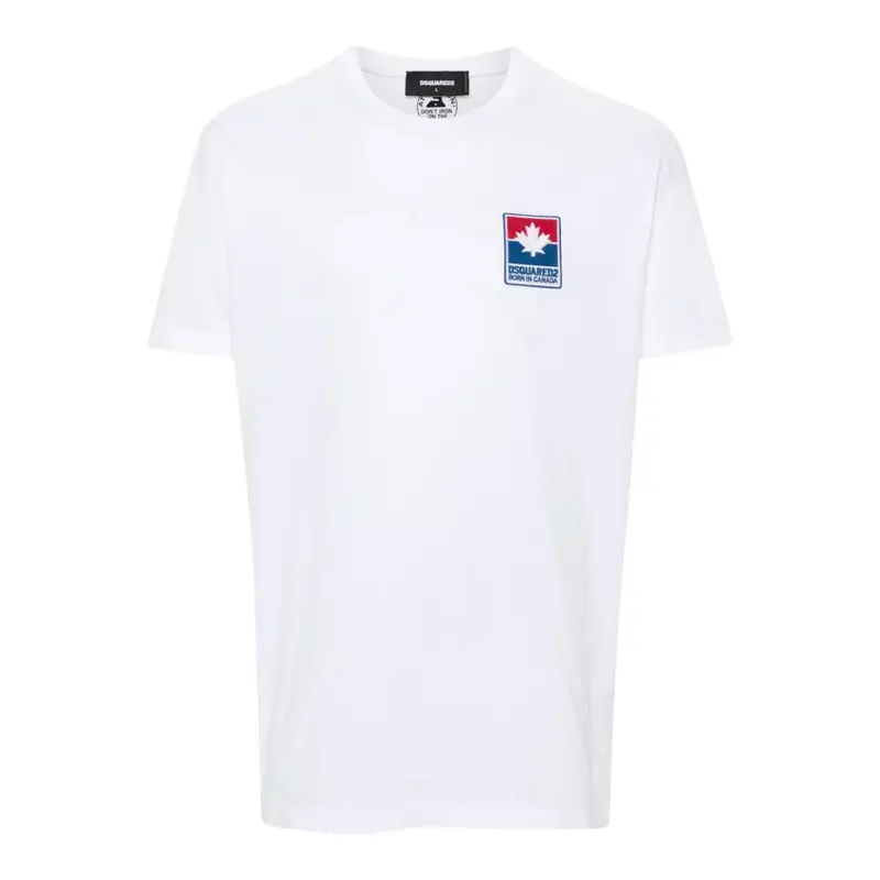 Dsquared2 T-Shirt Girocollo tinta unita con Logo Bianco per Bambino