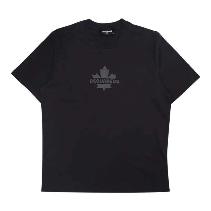 Dsquared2 T-Shirt Girocollo tinta unita con Logo Nero per Bambino