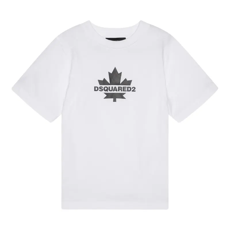 Dsquared2 T-Shirt Girocollo tinta unita con Stampa Bianco per Bambino