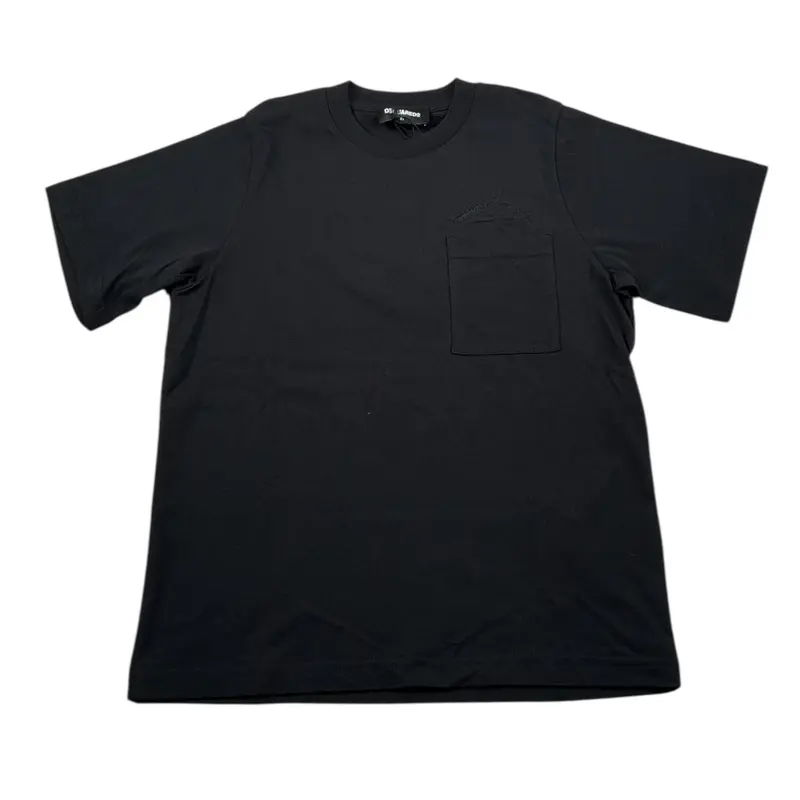 Dsquared2 T-Shirt Girocollo tinta unita con Taschino Nero per Bambino