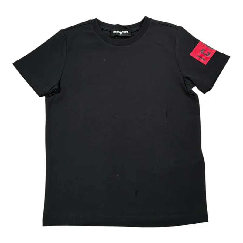 Dsquared2 T-Shirt tinta unita con Logo Nero per Bambino