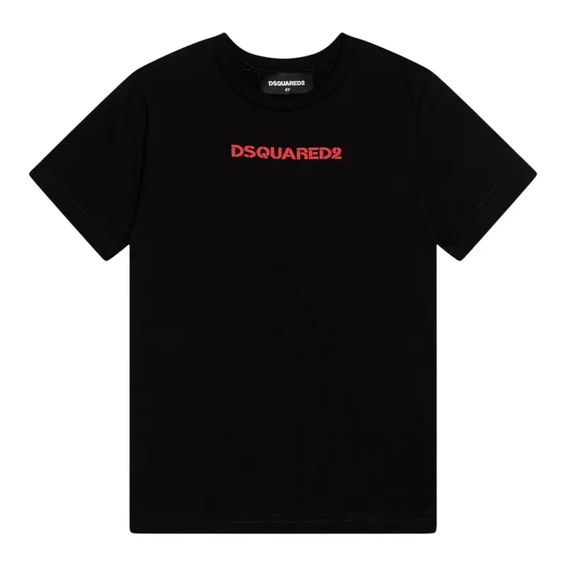 Dsquared2 T-Shirt tinta unita con Logo Nero per Bambino