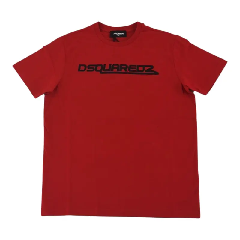 Dsquared2 T-Shirt tinta unita con Logo Rosso per Bambino