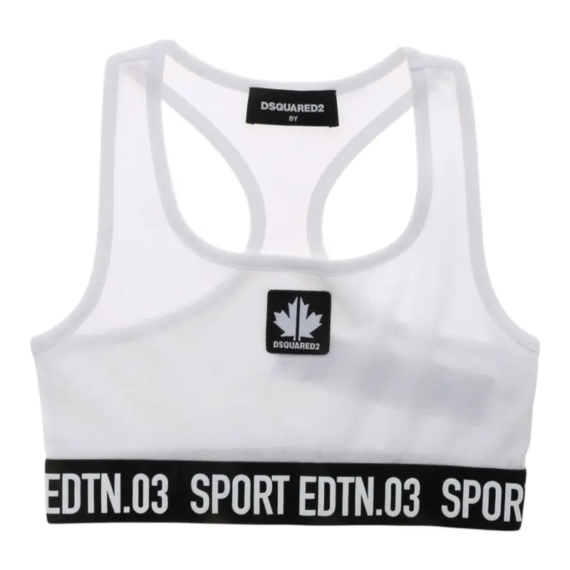 Dsquared2 Top tinta unita con Logo Bianco per Bambina