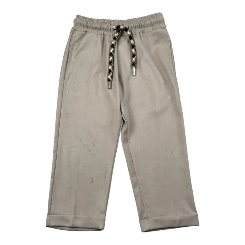 Duepuntozero Pantalone tinta unita con Elastico In Vita Beige per Bambino