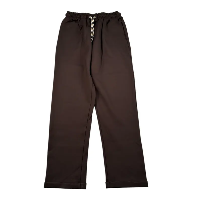 Duepuntozero Pantalone tinta unita con Elastico In Vita Marrone per Bambino