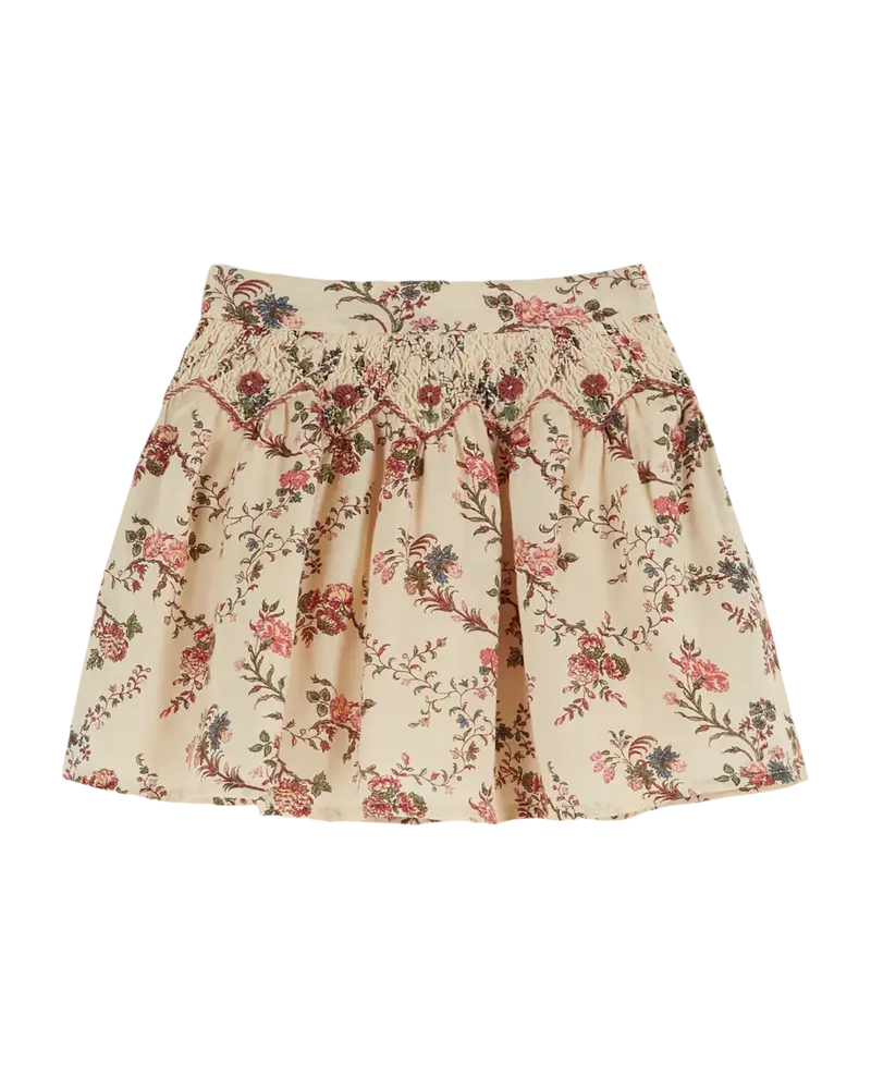Ecru orchid embroidered skirt