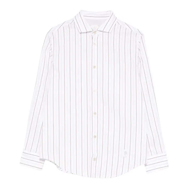 Eleventy Camicia tinta unita con Fantasia A Righe Bianco per Bambino