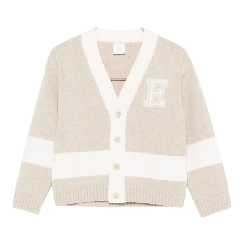 Eleventy Cardigan tinta unita Scollo A V Beige per Bambino