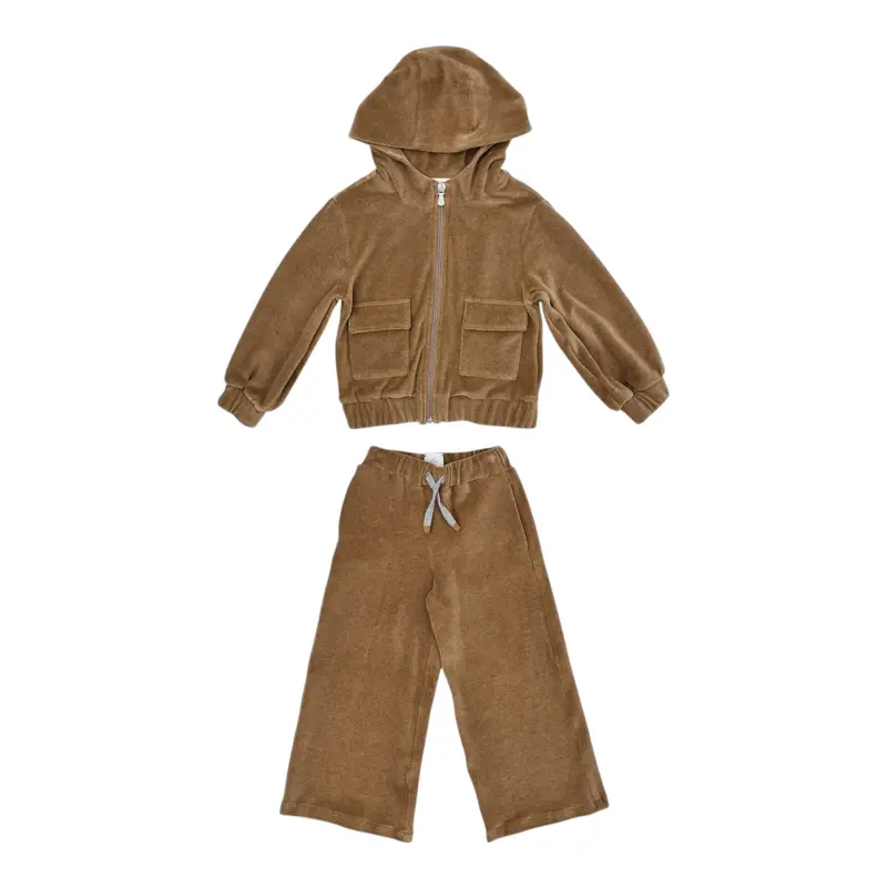 Eleventy Completo 2 Pezzi Felpa-Pantalone Marrone per Bambina