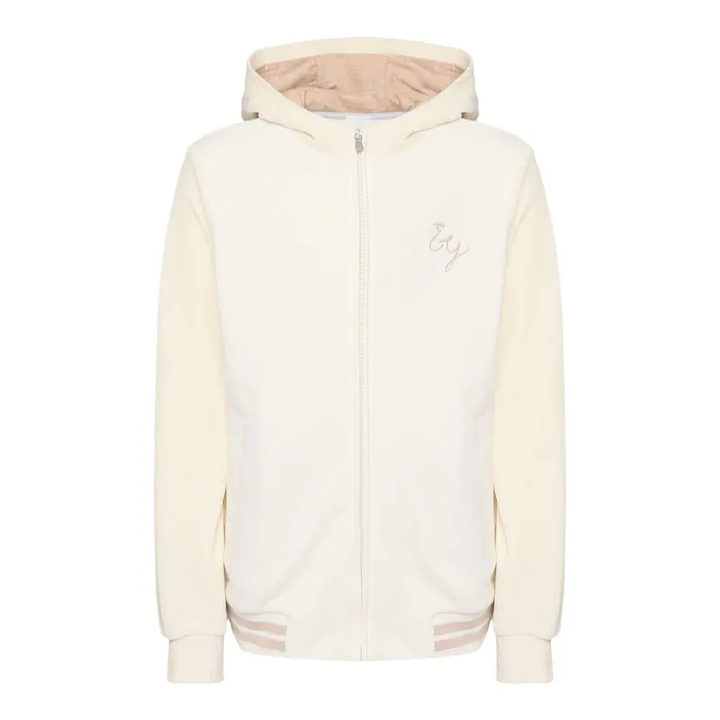 Eleventy Felpa con Zip E Cappuccio tinta unita Panna per Bambina