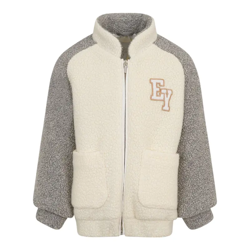 Eleventy Felpa Modello Teddy Bicolore con Zip Grigio/Panna per Bambino