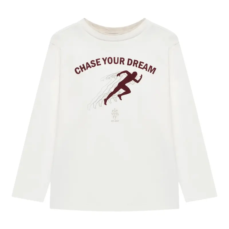 Eleventy Shirt Girocollo tinta unita con Stampa Bianco per Bambino