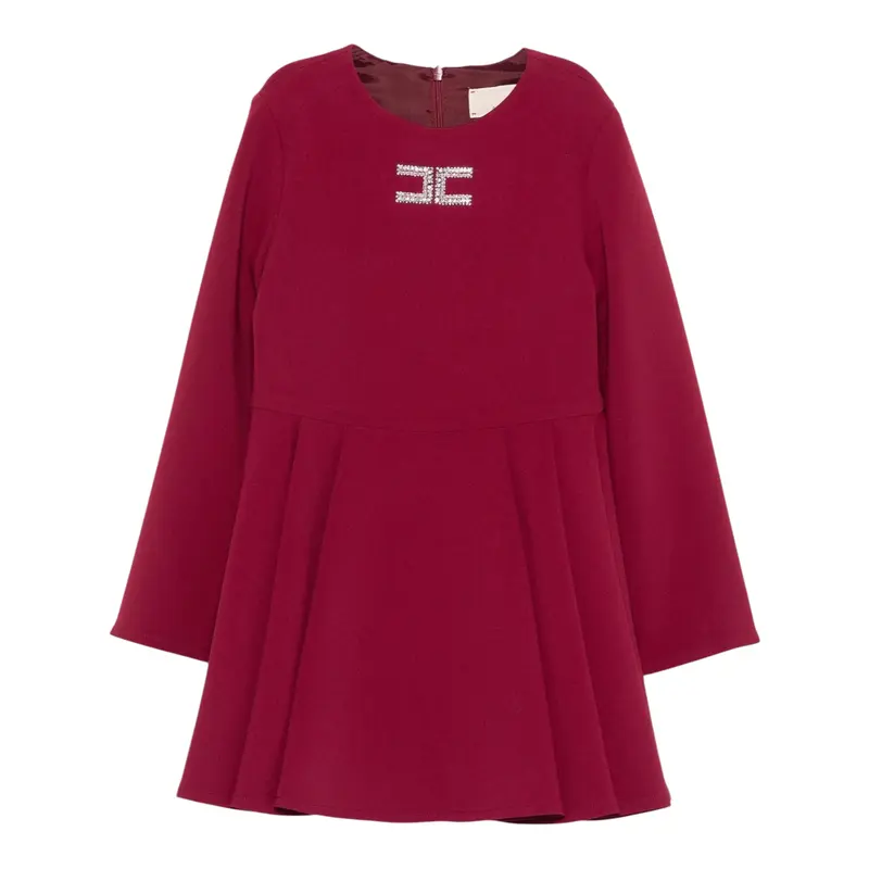 Elisabetta Franchi Abito Manica Lunga tinta unita Bordeaux per Bambina