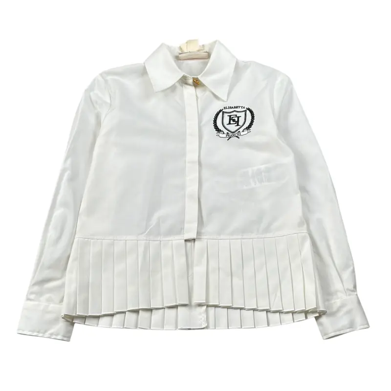 Elisabetta Franchi Camicia Manica Lunga tinta unita Panna per Bambina