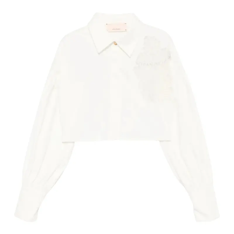 Elisabetta Franchi Camicia tinta unita con Ricamo Bianco per Bambina