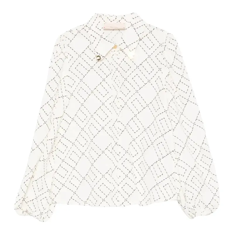 Elisabetta Franchi Camicia tinta unita Logata Panna per Bambina