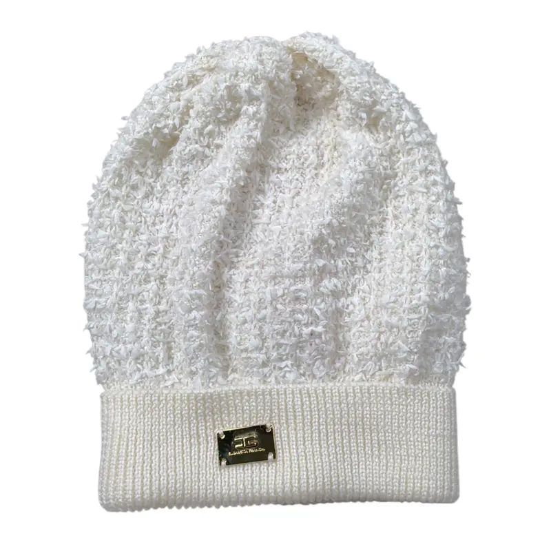 Elisabetta Franchi Cappello tinta unita con Logo Bianco per Bambina