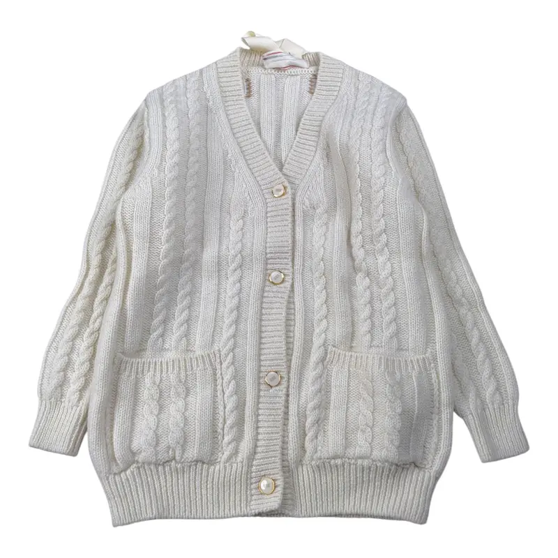 Elisabetta Franchi Cardigan tinta unita con Bottoni Panna per Bambina