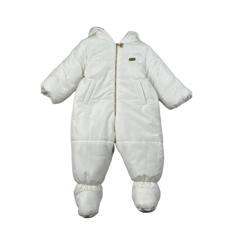 Elisabetta Franchi Eskimo tinta unita con Cappuccio Panna per Neonata