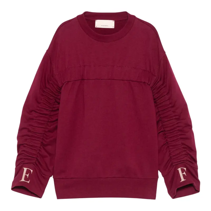 Elisabetta Franchi Felpa Chiusa Girocollo tinta unita Bordeaux per Bambina
