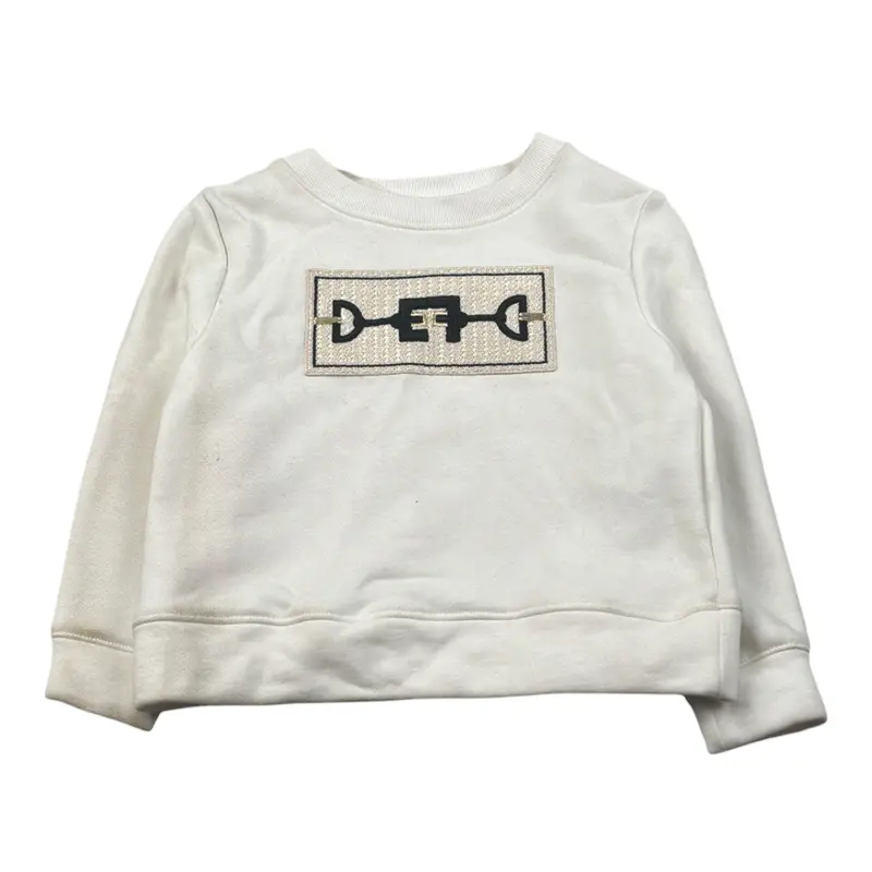 Elisabetta Franchi Felpa Chiusa Girocollo tinta unita con Logo Panna per Bambina